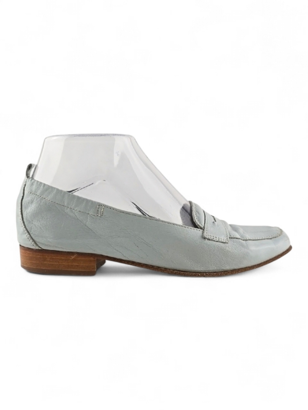 Emporio Veneto Light Blue Full Leather Slip On Classic Penny Loafer Size 35.5